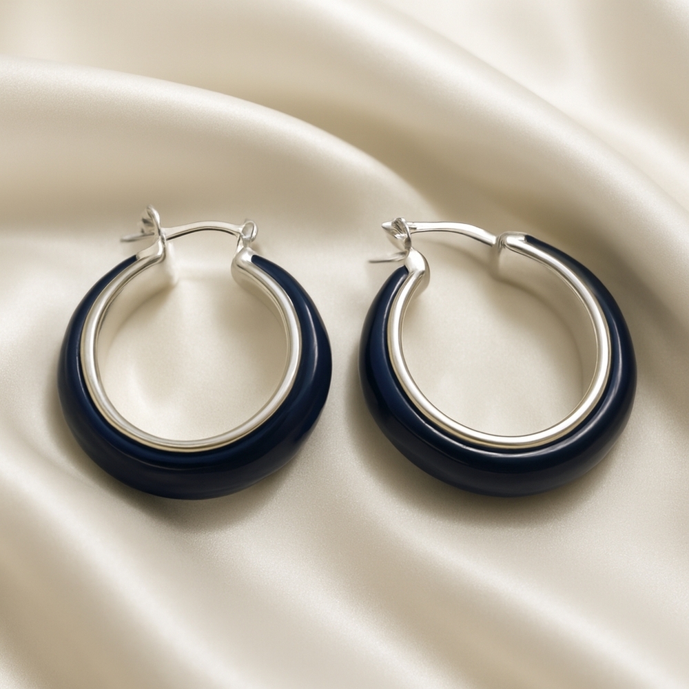 Croft & Barrow Silver-Tone Navy Blue Earrings – Classic Women’s Style